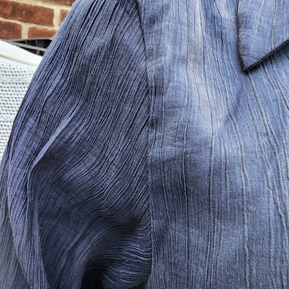 Zara Navy blue shimmery button down S - Picture 4 of 11